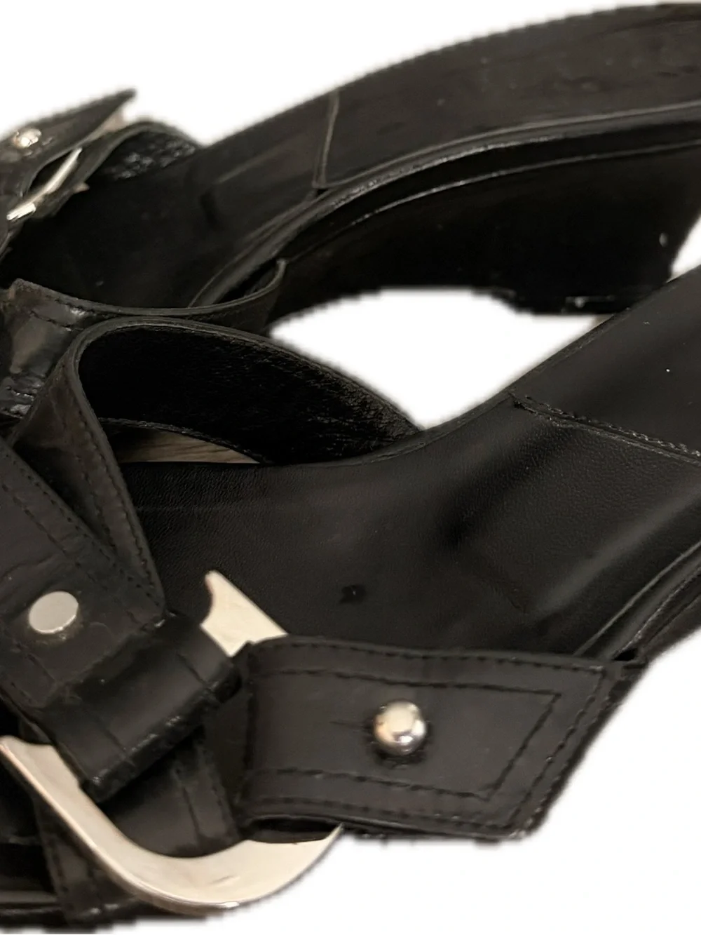 Dior Black Leather Buckle Slide Heels - Picture 4 of 5